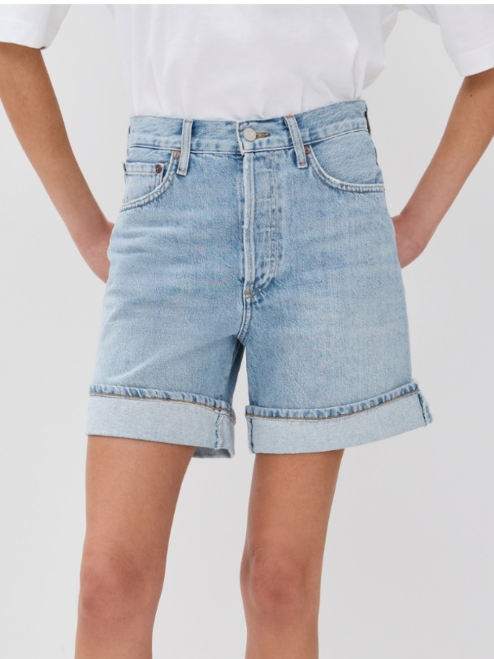 Agolde Dame High Waisted Cuffed Denim Shorts